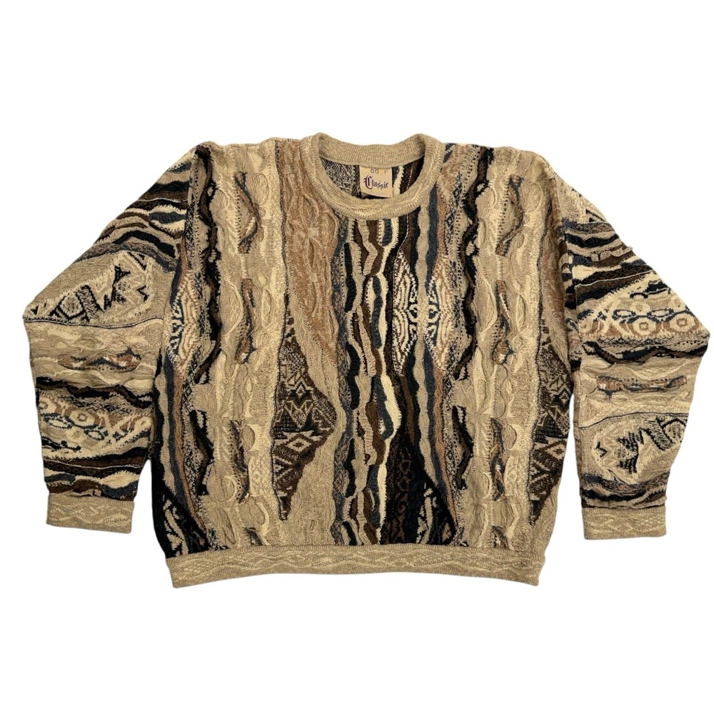Vintage 90s COOGI Classic Men's Size Large 3D Textured Knit Sweater Biggie Cosby